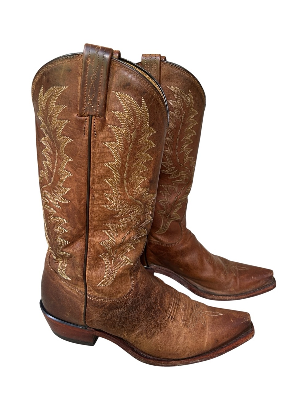 Vintage Tony Lama Saigets Worn Goat Western Cowboy Boots Style 6979, Size 9B